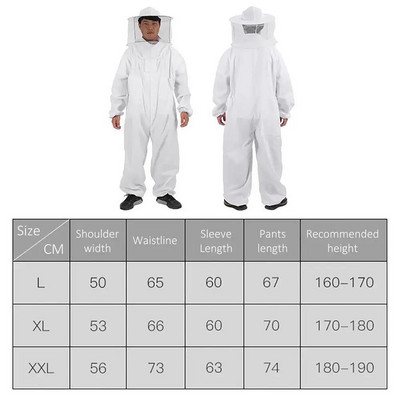 Costum pentru apicultură, profesională, mare, îmbrăcăminte pentru apicultor, voal rotund, costum pentru apicultură din bumbac, protecție completă a corpului, pânză pentru apicultor