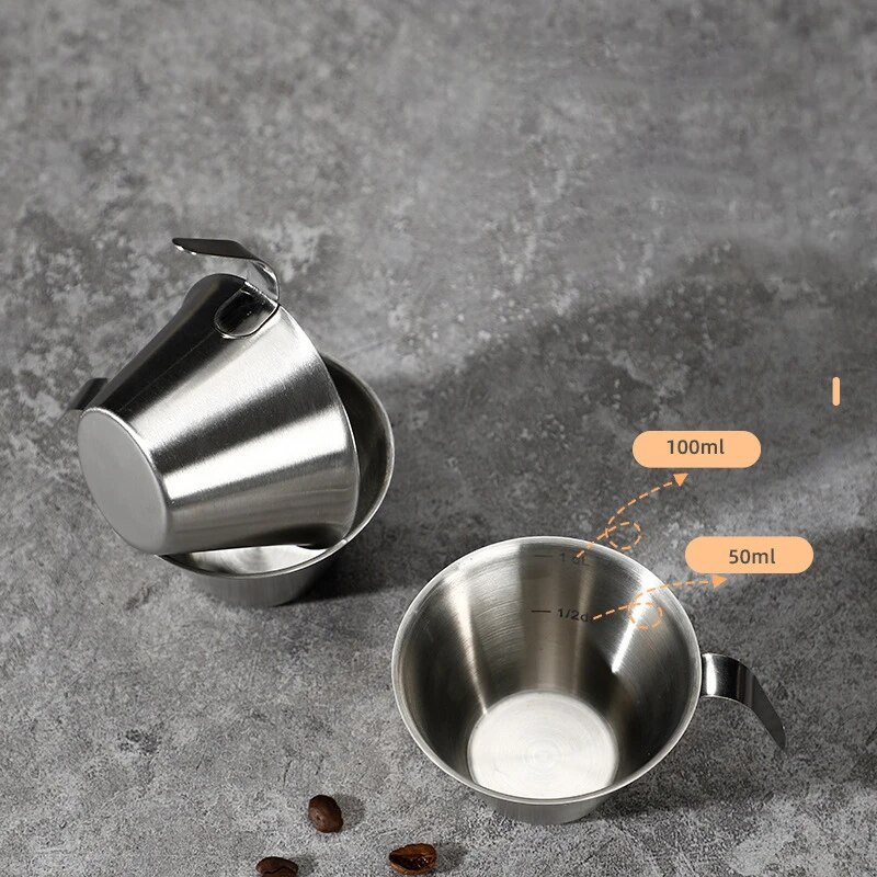 100 ml Mjerna šalica od nehrđajućeg čelika Espresso aparat Šalica za unce Šalica za kavu Šalica za ekstrakciju Duga ručka s vagom Aparat za kavu