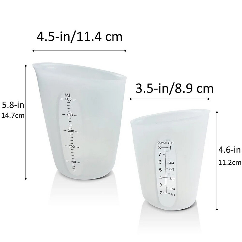 1 db konyhai mérőeszközök szilikon mérőpohár 250 ml/500 ml folyadék mérőpohár adagoló edények rózsaszín/ fehér mérőkancsó