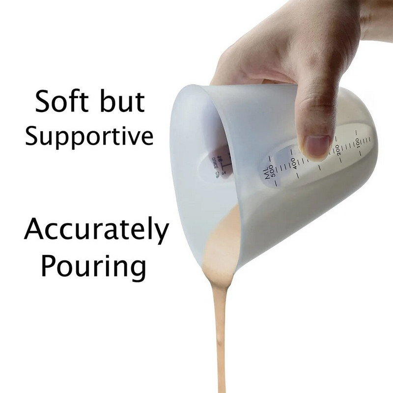 1 db konyhai mérőeszközök szilikon mérőpohár 250 ml/500 ml folyadék mérőpohár adagoló edények rózsaszín/ fehér mérőkancsó