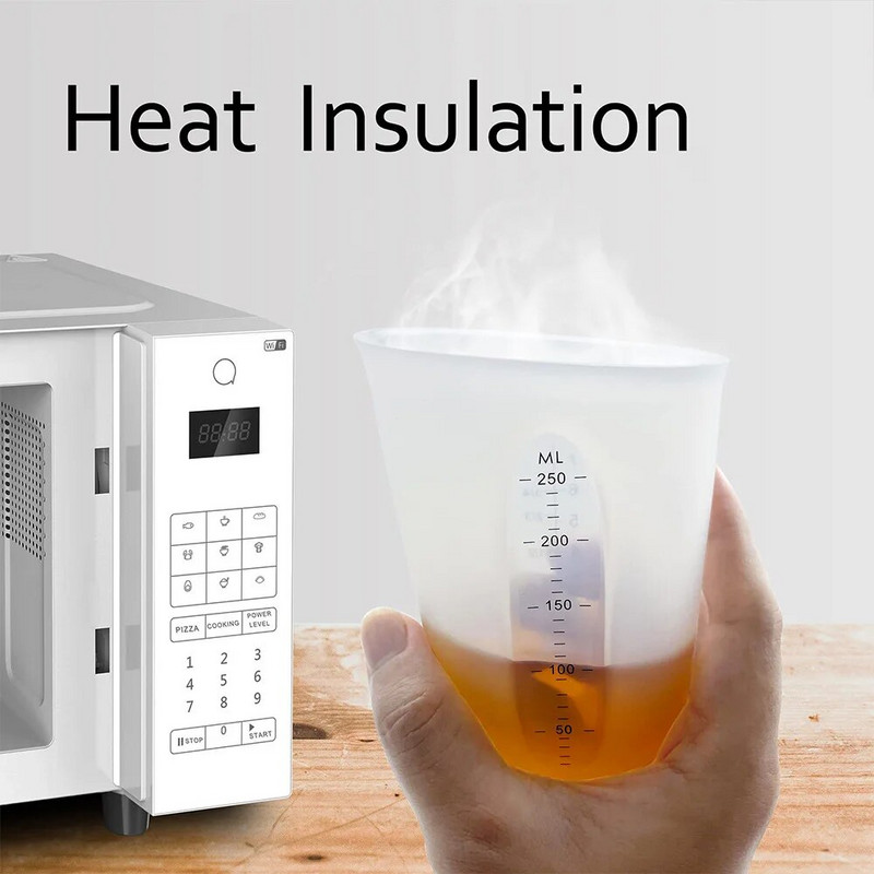 1 db konyhai mérőeszközök szilikon mérőpohár 250 ml/500 ml folyadék mérőpohár adagoló edények rózsaszín/ fehér mérőkancsó