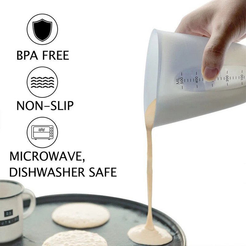 1 db konyhai mérőeszközök szilikon mérőpohár 250 ml/500 ml folyadék mérőpohár adagoló edények rózsaszín/ fehér mérőkancsó