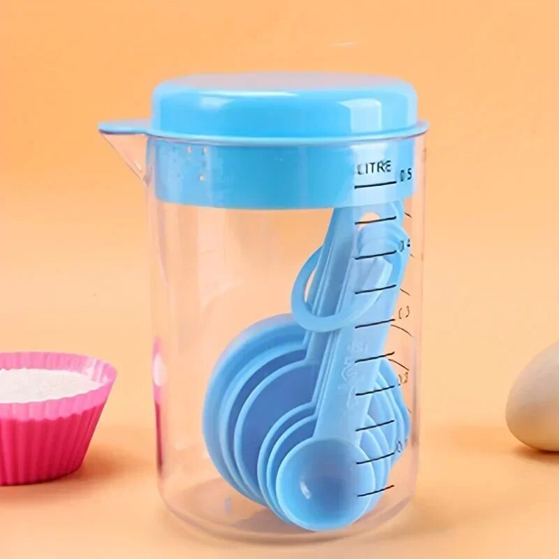 1 σετ, μεζούρα, σετ δοσομετρικής κούπας, πλαστικό με ζυγαριά 500ml εργαλείο ψησίματος, 7 τμχ συνδυαστικό δοσομετρικό κουτάλι αλευριού κουζίνας