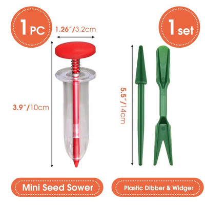 Mini distribuitor de semințe de semănat Semănător manual de împrăștiat semințe Instrument portabil pentru plantat semințe 5 setări diferite Semănător manual cu 2 transpl