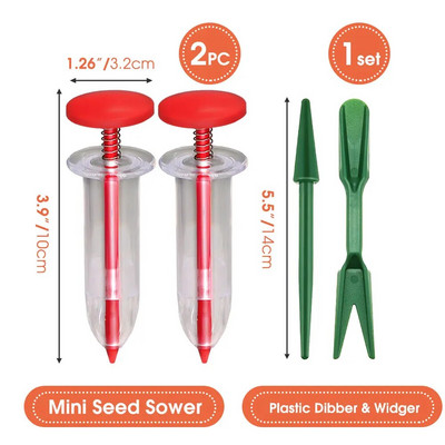 Mini distribuitor de semințe de semănat Semănător manual de împrăștiat semințe Instrument portabil pentru plantat semințe 5 setări diferite Semănător manual cu 2 transpl
