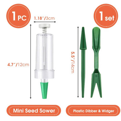 Mini distribuitor de semințe de semănat Semănător manual de împrăștiat semințe Instrument portabil pentru plantat semințe 5 setări diferite Semănător manual cu 2 transpl