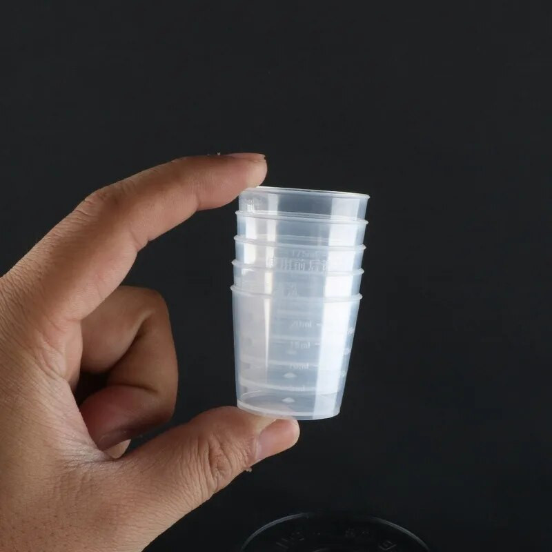 Skaidrūs plastikiniai laboratoriniai matavimo puodeliai, vienkartinis skysčio matavimo puodas, virimo įrankis, naujas, 10 vnt., 20 ml