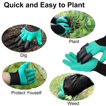 2PCS Градински ръкавици с нокти за жени и мъже Ръкавици за работа в градината с две ръце Градински ръкавици Безопасна ръкавица за работа в двора за копаене