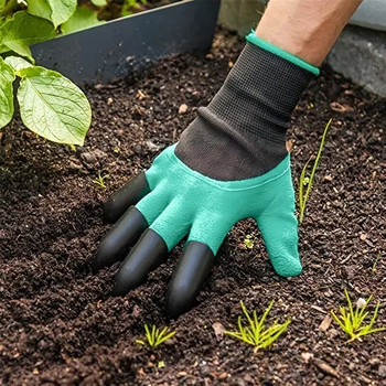 2PCS Градински ръкавици с нокти за жени и мъже Ръкавици за работа в градината с две ръце Градински ръкавици Безопасна ръкавица за работа в двора за копаене