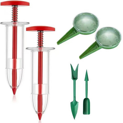 Mini distribuitor de semințe de semănat Jardinier de semințe de grădină din plastic, portabil, multifuncțional, roșu, practic pentru semințe de iarbă de salată verde de morcov