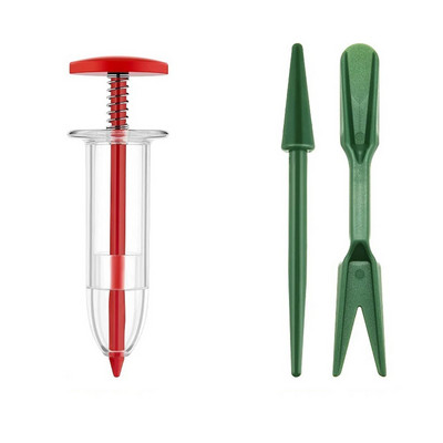 Mini distribuitor de semințe de semănat Jardinier de semințe de grădină din plastic, portabil, multifuncțional, roșu, practic pentru semințe de iarbă de salată verde de morcov