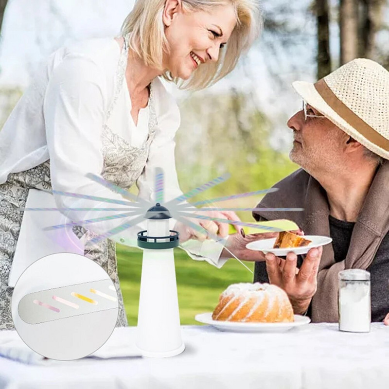 Stalams skirti musių ventiliatoriai Atbaido muses lauke Patalpoje saugokite muses ant stalo viršaus, holografinės mentės, skirtos pikniko terasai namuose