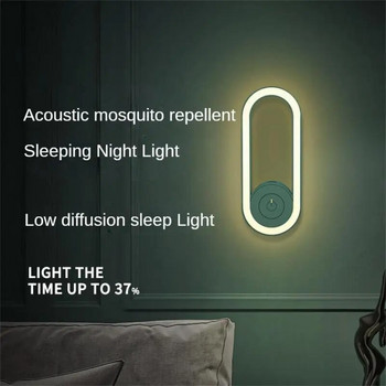 Интелигентна LED лампа против комари Ултразвукова отблъскваща интелигентна електрическа бъркалка за комари USB щепсел Заглушаване на закрито Нискочестотна звукова вълна