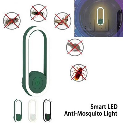 Интелигентна LED лампа против комари Ултразвукова отблъскваща интелигентна електрическа бъркалка за комари USB щепсел Заглушаване на закрито Нискочестотна звукова вълна