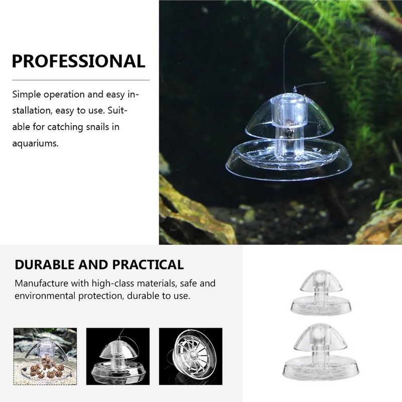 2 vnt sraigių gaudyklės akvariumo tiekimo plastikinis gaudytojas dėlės daugiafunkcis skaidrus