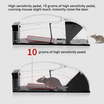 Безопасен твърд хуманен пластмасов капан за многократна употреба за гризачи Домашен улов за мишки Интелигентен самозаключващ се капан за мишки за вътрешна градина