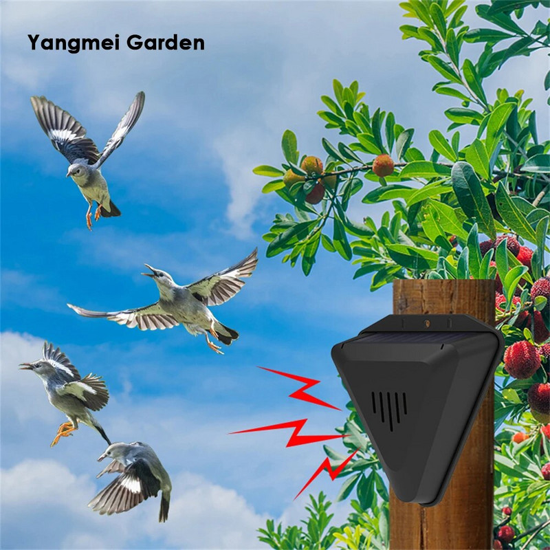 Linnutõrje päikesealarm Linnutõrjeseade Loomade tõrjuja õues Sõitke metsloomad minema Veekindel alarm Aia turvasireen