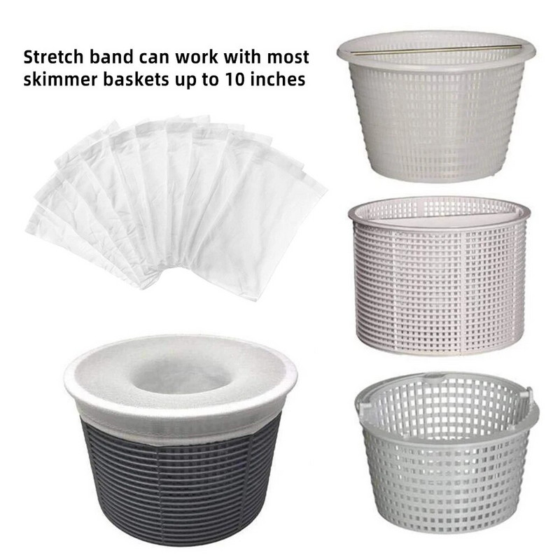 5/10 vnt / rinkinys filtrų laikymo baseino skimmerio kojinės nailoninės baseino filtravimo kojinės krepšeliams skimmeriams balto baseino tiekimas