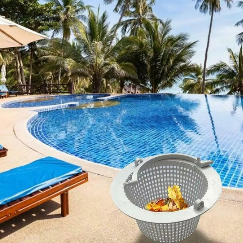 Plastikinis skimmeris krepšelis, apsaugantis nuo užsikimšimo baseino tvenkinio priedas Skimmeris koštuvas Nuimama rankena krepšelio baseino skimeris