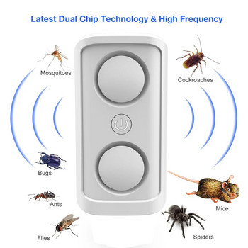Висококачествен електронен ултразвуков репелер за мишки Репелент за насекоми Паяци Репелент за гризачи Репелент за комари за дома, колата, офиса