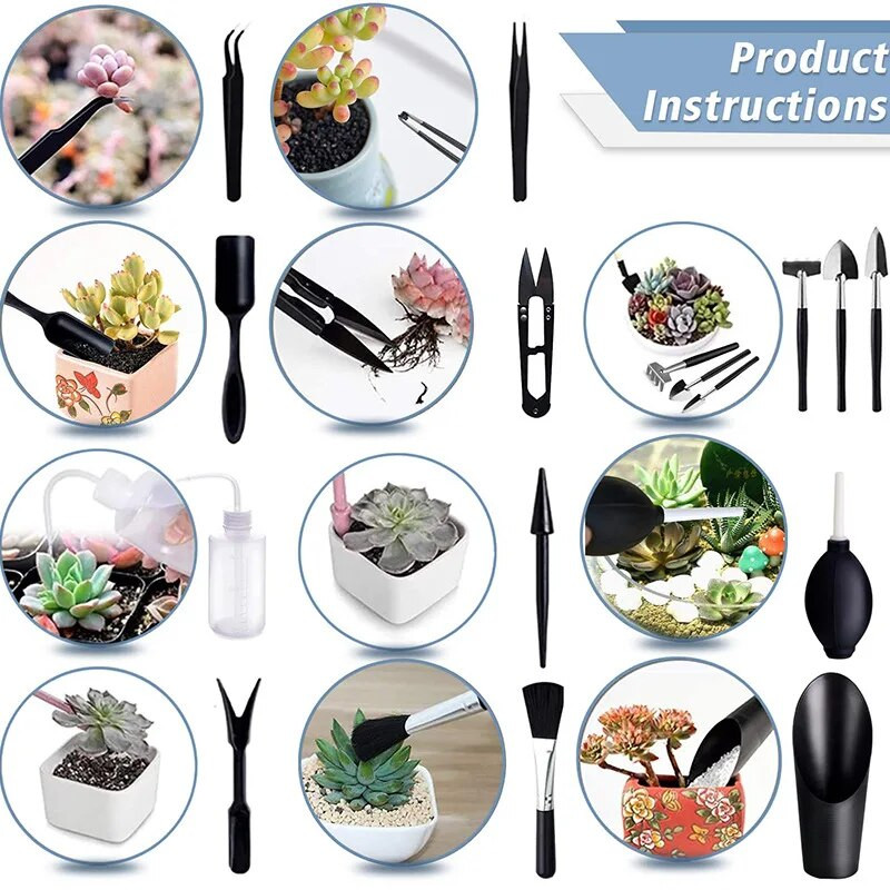 5vnt./rinkinys Mini sukulentų augalų įrankių rinkinys rankiniam persodinimo įrankis kambariniam bonsai miniatiūrinė fėja sodo augalų gėlių sodinukų priežiūra