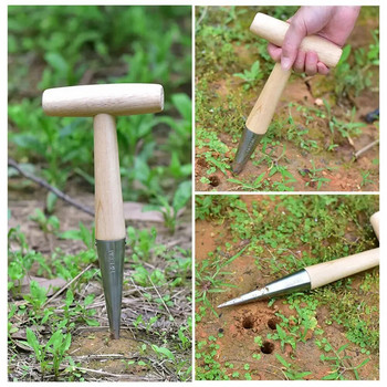 Домашно градинарство Дървени инструменти за засаждане на семена и луковици Ръчна копачка Устройство за премахване на разсад Повдигач на разсад Инструмент за сеялка