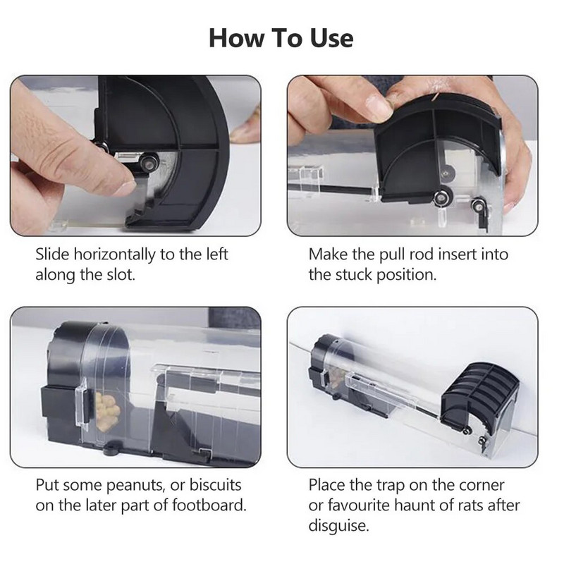 Išmanusis savaime užsifiksuojantis žiurkių gaudyklė, saugi tvirtybė, skaidrus pelių žudikų gaudytojas, plastikinis daugkartinis humaniškas, viduje ir lauke