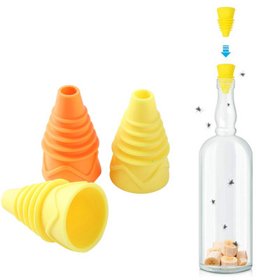 Indoor Outdoor Fruit Fly Trap Outdoor Reusable Trap Flexible Rubber Catching Funnel Fits Most Wine by Glass, Indoor Fly Trap