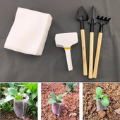 Mini unealta de gradina Lopata Grebla Spaga Mâner din lemn Eticheta plantelor Saci de cultivare a semințelor Seturi Seturi Grădinărit Sol Creșterea florilor