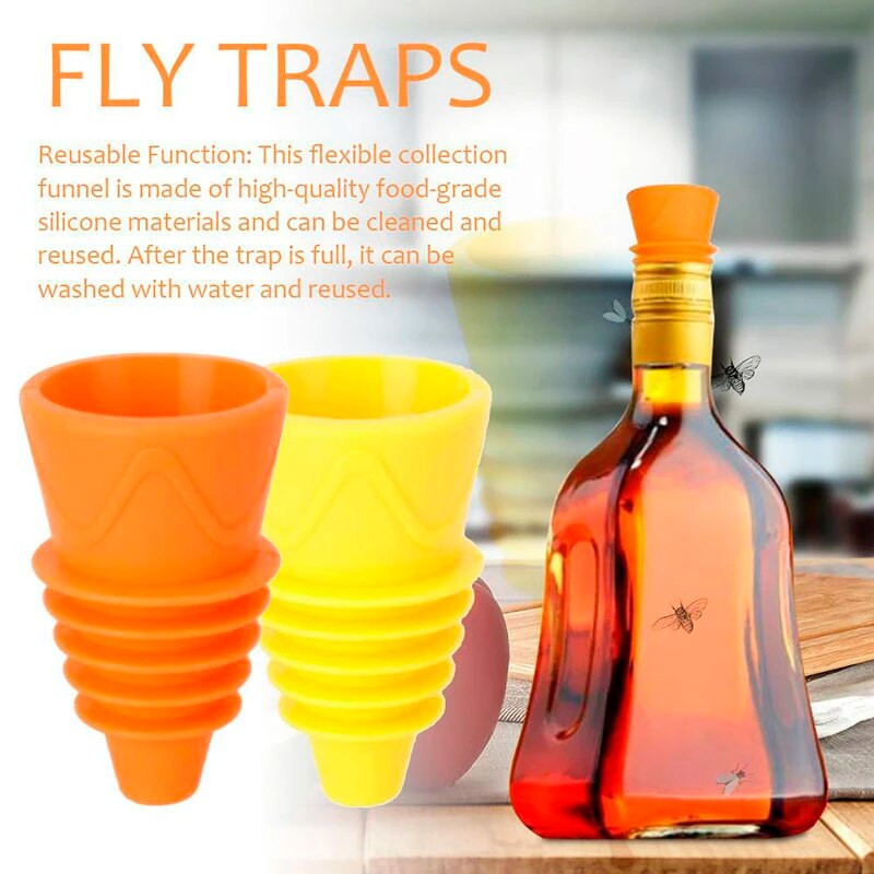 Lankstus musių gaudyklės piltuvas Daugkartinis silikoninis vaisių musių gaudyklė, kenkėjų kontrolės gaudyklė, žudikė, praktiška vabzdžių gaudyklė