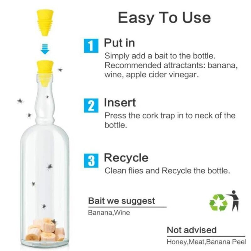 Lankstus musių gaudyklės piltuvas Daugkartinis silikoninis vaisių musių gaudyklė, kenkėjų kontrolės gaudyklė, žudikė, praktiška vabzdžių gaudyklė