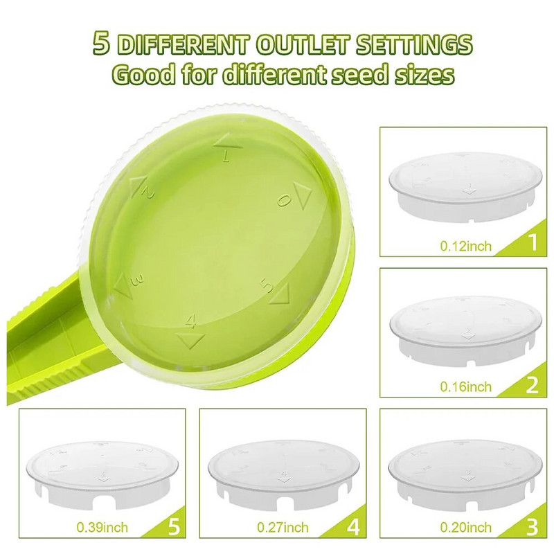 Sėjimo sėklų dozatorius Rankinis sėjamosios sėklų barstytuvas Rankinis sėklų sėjamosios įrankis 5 skirtingi nustatymai rankinė sėjamoji