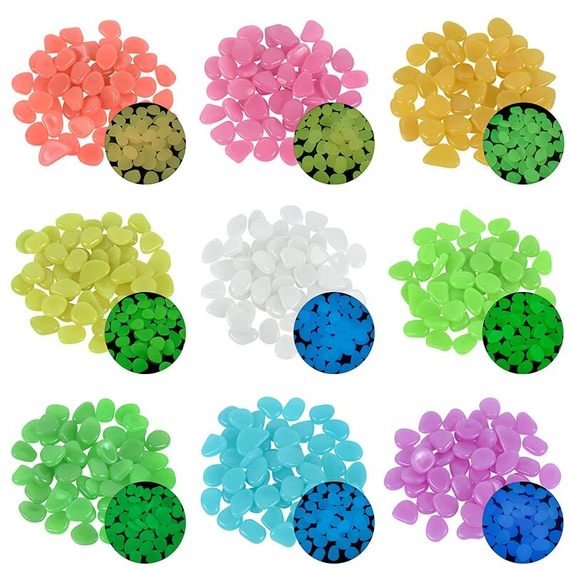 50/25 vnt. Šviečiantys lauko akmenys, šviečiantys tamsoje. Vidinis kiemas, veja, sodas, kiemo apdaila, rezervuarai žuvims „pasidaryk pats“ šviesūs amatų priedai