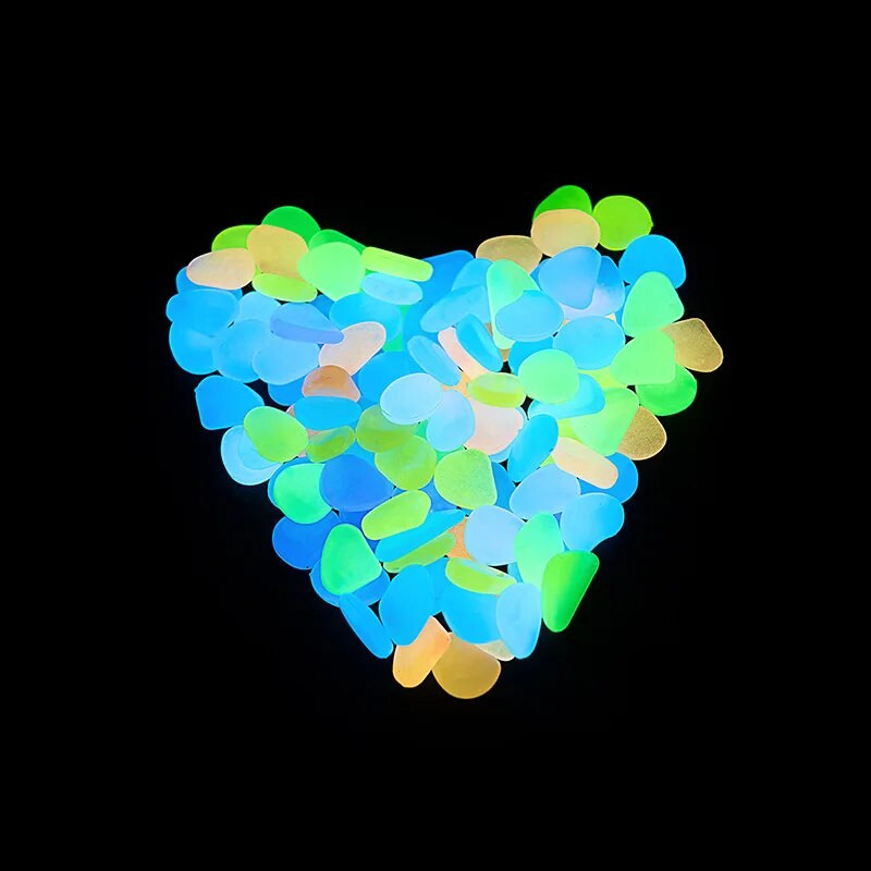 50/100Pcs Glow in the Dark Garden Βότσαλο για πεζοδρόμιο Κήπος Βεράντα Χλοοτάπητα Κήπος Αίθριο Δεξαμενή ψαριών Ενυδρείο Διακόσμηση Glow Stone