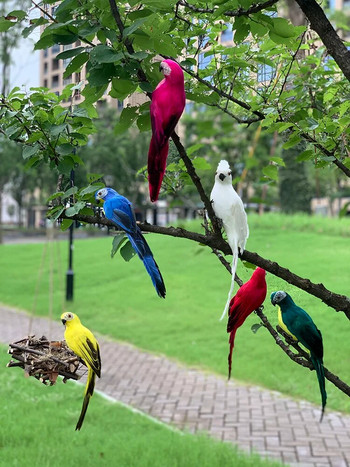 25cm/35cm Feather Simulation Parrot Macaw Παράθυρο Κηπουρική Διακόσμηση Πουλί Αφρός Σπίτι Διακόσμηση Τέχνη Fake Bird