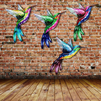 Метална птица Стенно изкуство Скулптура Външен висящ орнамент Голямо колибри Висулка за градинска стена Декорация на дома