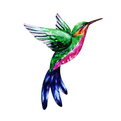 Sculptură de artă de perete de pasăre din metal Ornament de agățat în aer liber Pandantiv colibri mare pentru decorarea peretelui de grădină