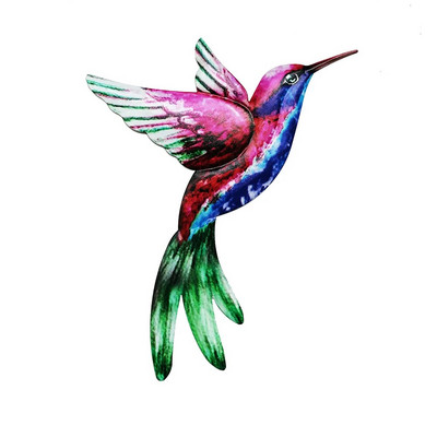 Sculptură de artă de perete de pasăre din metal Ornament de agățat în aer liber Pandantiv colibri mare pentru decorarea peretelui de grădină