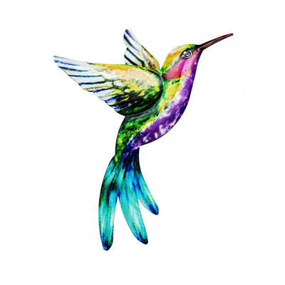 Sculptură de artă de perete de pasăre din metal Ornament de agățat în aer liber Pandantiv colibri mare pentru decorarea peretelui de grădină