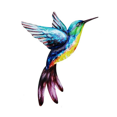 Sculptură de artă de perete de pasăre din metal Ornament de agățat în aer liber Pandantiv colibri mare pentru decorarea peretelui de grădină