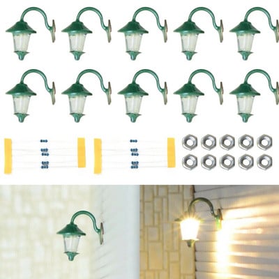 5 bucăți model de lumini feroviare zăbrele catarg, ecartament H0 aranjare lumini lampă cu LED 5 bucăți de rezistențe de serie pentru conectarea la 12-1