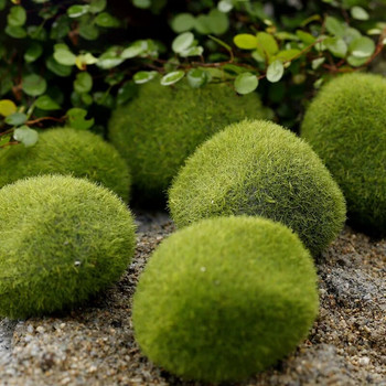 Πράσινη τεχνητή διακόσμηση από βρύα πέτρας για τον κήπο Fake Moss Ball Πάνελ φυτών τοίχου σπιτιού/γραφείου Μονοπάτια αυλής Γλάστρες πέτρινη διακόσμηση