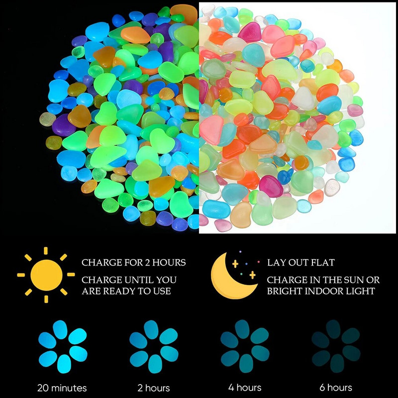 200/50 vnt Šviečiantys akmenys šviečia tamsoje sode Akmenukai Uolos namams Lauko takai Sodo takas Kiemas Vejos Kieme Žuvų rezervuaras