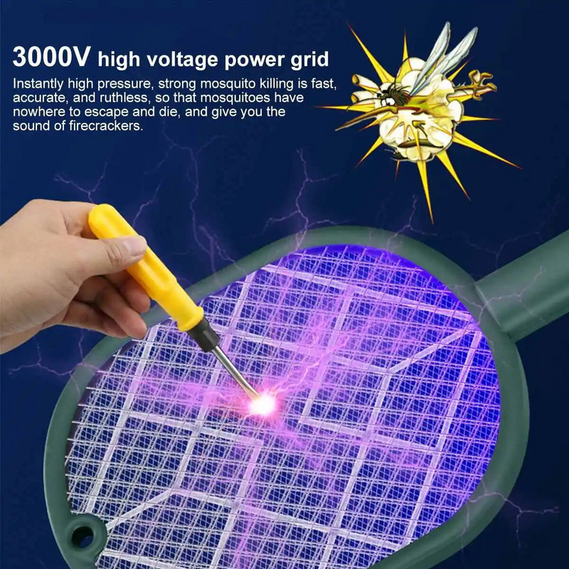 4000V Električna lopatica za komarce Reket za mlatenje insekata Zamka za ubijanje komaraca Ljubičasta svjetiljka Zamka za ubijanje insekata