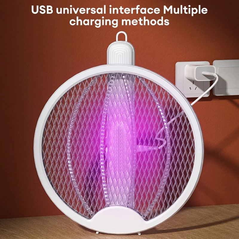 4 u 1 električni reket za komarce sklopivi USB punjiva lampa za komarce svjetlosni val mamac za komarce električni ubojica insekata