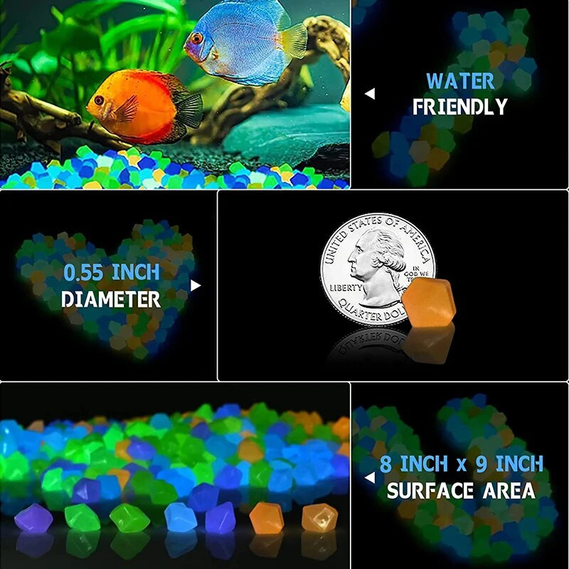 50/100 vnt Šviečiantis smėlis, šviečiantis tamsiame akmenyje, pasidaryk pats, sodo kiemas lauko takas, vejos apdaila, žuvų bako akvariumo namų dekoras