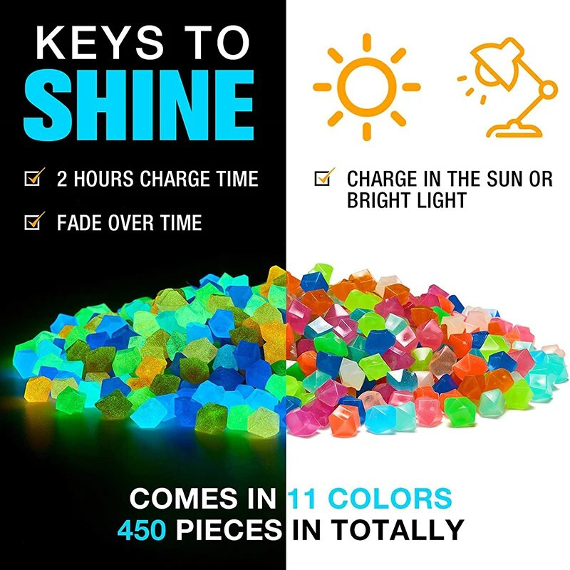 50/100 vnt Šviečiantis smėlis, šviečiantis tamsiame akmenyje, pasidaryk pats, sodo kiemas lauko takas, vejos apdaila, žuvų bako akvariumo namų dekoras