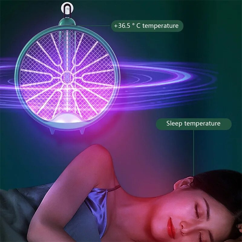 2-u-1 muholovka, električni reket, punjivi reket za uništavanje insekata, prijenosna sklopiva zamka za ubijanje komaraca za kućnu spavaću sobu i terasu