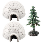 Set de figurine de pom de Crăciun Polar Igloo Set de joacă miniaturale realiste din Arctic