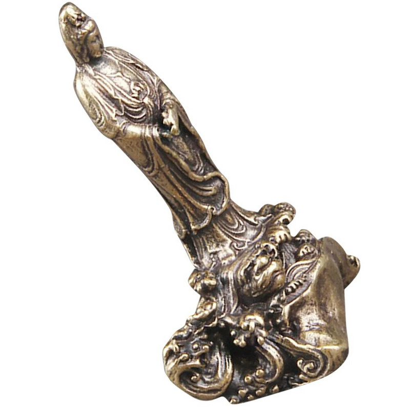 Figurină Quan Yin Statuie din alamă Buddha Kuan Yin Sculptură budistă Kwan Yin Zeiță Compasiune Sculptură Fengshui Decor